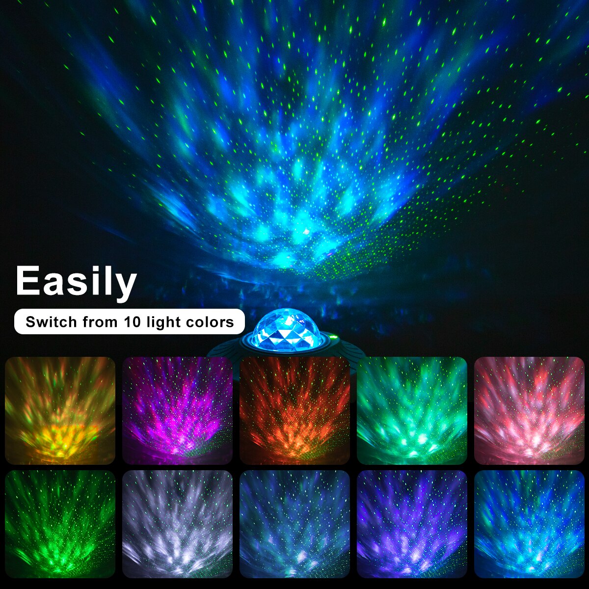 Led Star Night Light Music Starry Water Wave Led Projector Licht Bluetooth Kleurrijke Sound-Activated Sterrenhemel Projector Lamp