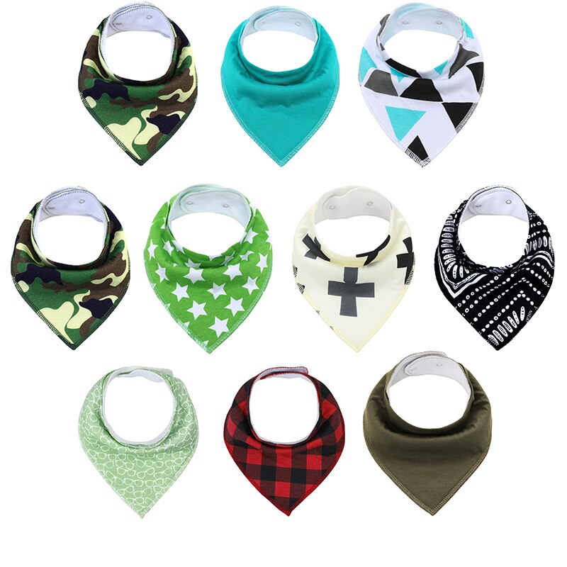 Babero de algodón orgánico superabsorbente para bebé, paquete de 10 Baberos triangulares de 100% algodón, para de Baby Shower: AP1005