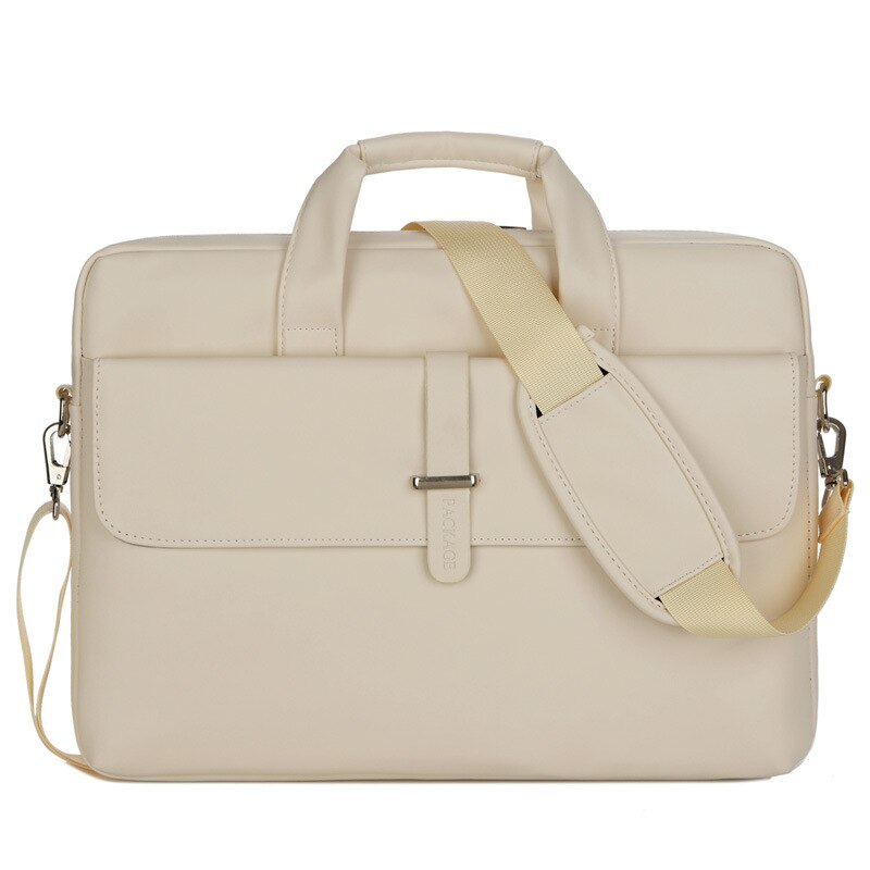 Bolsos de hombro para ordenador portátil para mujer, maletín de documentos A4, bolso de trabajo de negocios, sólido, Negro, Rojo, gris, para ordenador de 13, 14 y 15 pulgadas: Beige