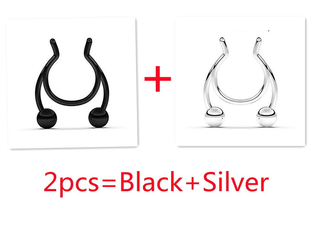 1Pcs Nose Ring Neus Clip Rvs Neustussenschot Valse Neus Ring Piercing Sieraden: A1-2pcs