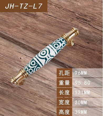 Floral Pattern Ceramic Drawer Pulls Kitchen Door Cabinet Handles Knobs and Pulls Decoration Furniture Hardware: L7-hole 96mm