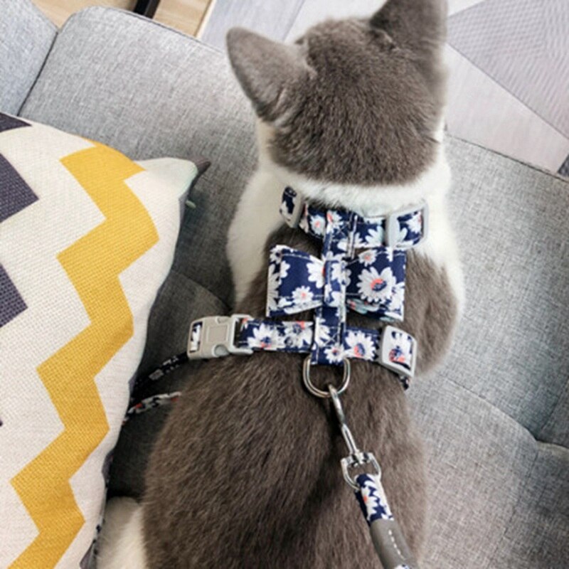 Adjustable Nylon Dog Harness Leash Set Pet Puppy Bowknot Harness Vest Walking Leash For Small Medium Dogs Chihuahua