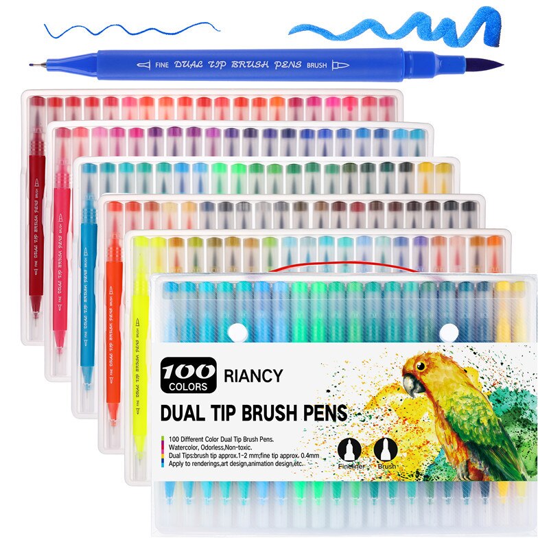 100 Kleuren Aquarel Borstel Pen Dual Tip Aquarel Markers Set Professionele Voor Tekening Schilderen Schoolbenodigdheden Briefpapier