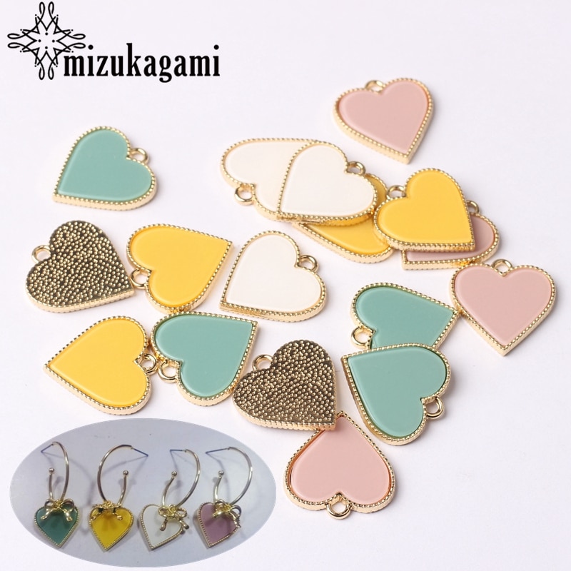 Zinc Alloy Golden Resin Candy Sweet Heart Cute Charms 20mm 6pcs/lot For DIY Necklace Jewelry Making Finding Accessories