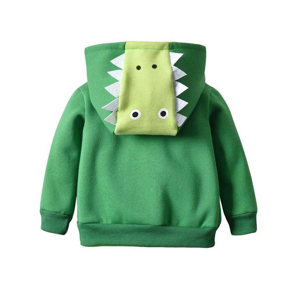 Herfst Toevallige Baby Jongens Dinosaurus Jassen 2 Stuks 1-6Y Kids Groene Rits Capuchon + Blauwe Streep Revers Lange mouw Set