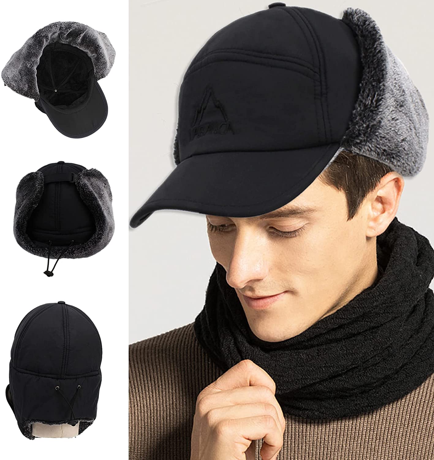 Winter Coldproof Thermal Bomber Hats Warm Faux Fur Oudoor Hat Men Women Ear Flap Cap Trooper Trapper Ski Hat Thermal Soft Caps