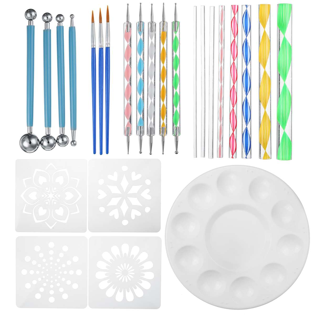 25 stk / sett mandala prikkverktøy maleri sjablonger diy stein preging starter tegning pekepenn penner spiker stein stoff vegg kunst sett