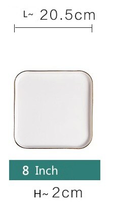 Plato cuadrado de cerámica dorada de estilo europeo, platos de cena, plato para carne de uso doméstico, contenedor de vajilla, bandeja plana, platos para Pasta: b