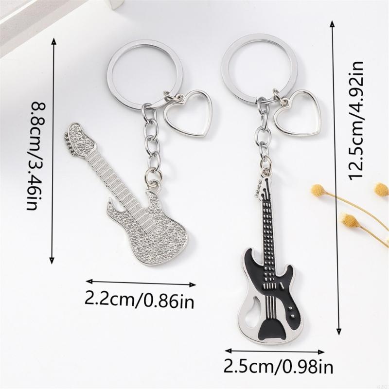 62ke Hingestones Keychain guitare Keychain Sophistiqué Metal Keyring Handmade Key Chain Pender pour les guitaristes les