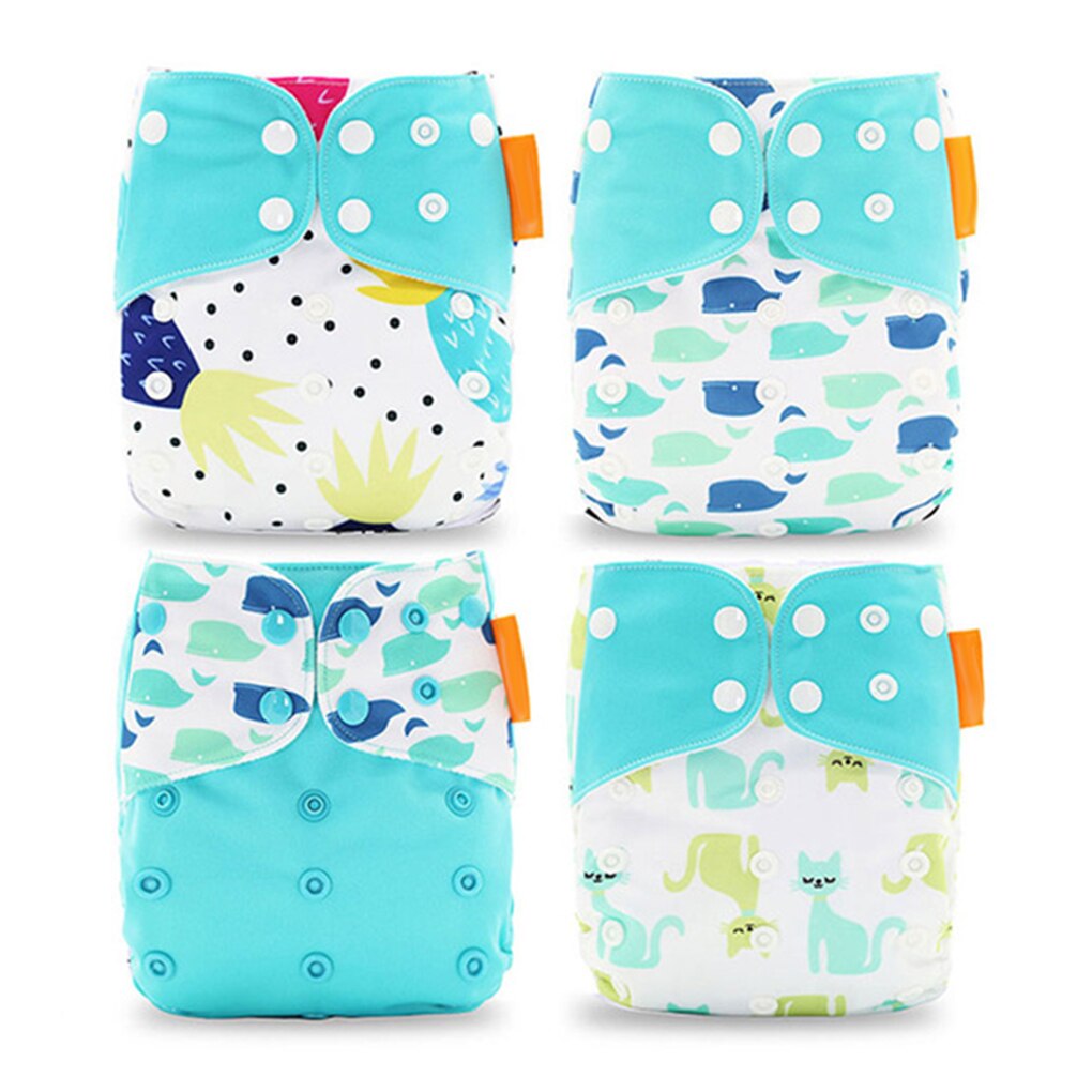 4pcs Baby Reusable Nappies Washable Polyester Cloth Diaper Suitable For Toddler Age 0-3 Years Old: 3
