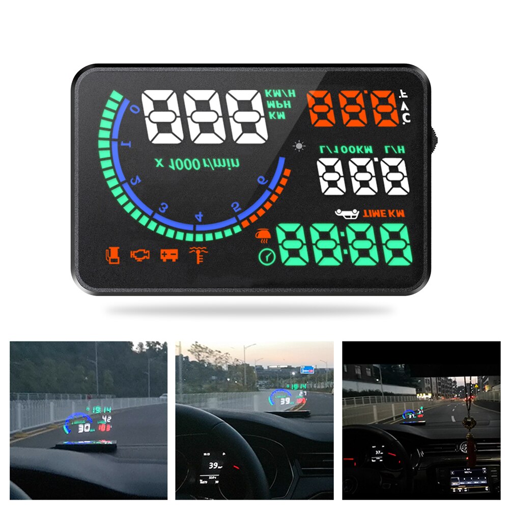 I9 Universal Car Head-up Display OBD2 medidores HUD GPS HUD parabrisas proyector sistema de advertencia de exceso de velocidad de consumo de combustible datos