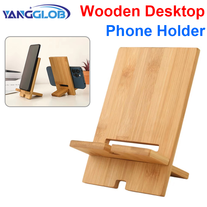 Telefonholder i træ til stationær brug, doven telefonholder, smartphone-opladningsstativ, doven telefonbeslag, mobiltelefonholder, tablet-stativ