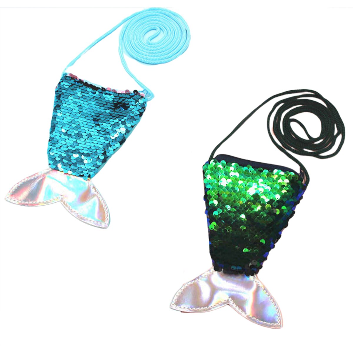 Sac Bandoulière Princesse Sirène Pailletée Pour Petite Fille - Pochette Queue De Poisson Perles & Paillettes