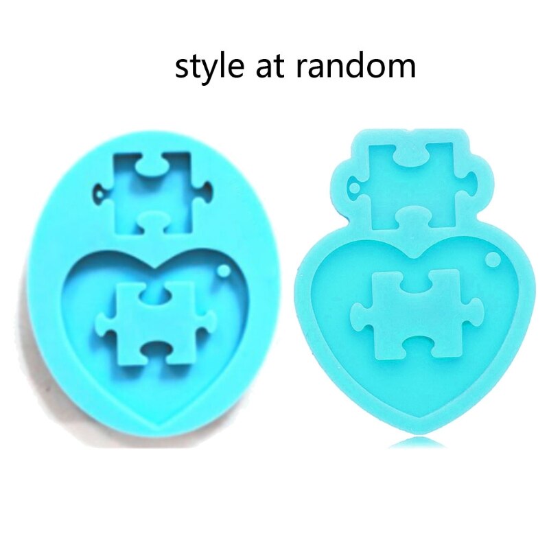 Heart Puzzle Keychain Silicone Mold Jigsaw Puzzle Epoxy Craft Resin Mold Autistic Love Puzzle Resin Casting Mold Tools: Default Title