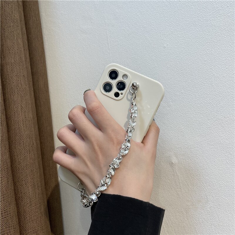 Luxe Strass Diamanten Ketting Armband Case Voor Iphone 12 12Pro Max 11 11Pro X Xs Max SE2020 Xr 7 8 plus Zachte Siliconen Case