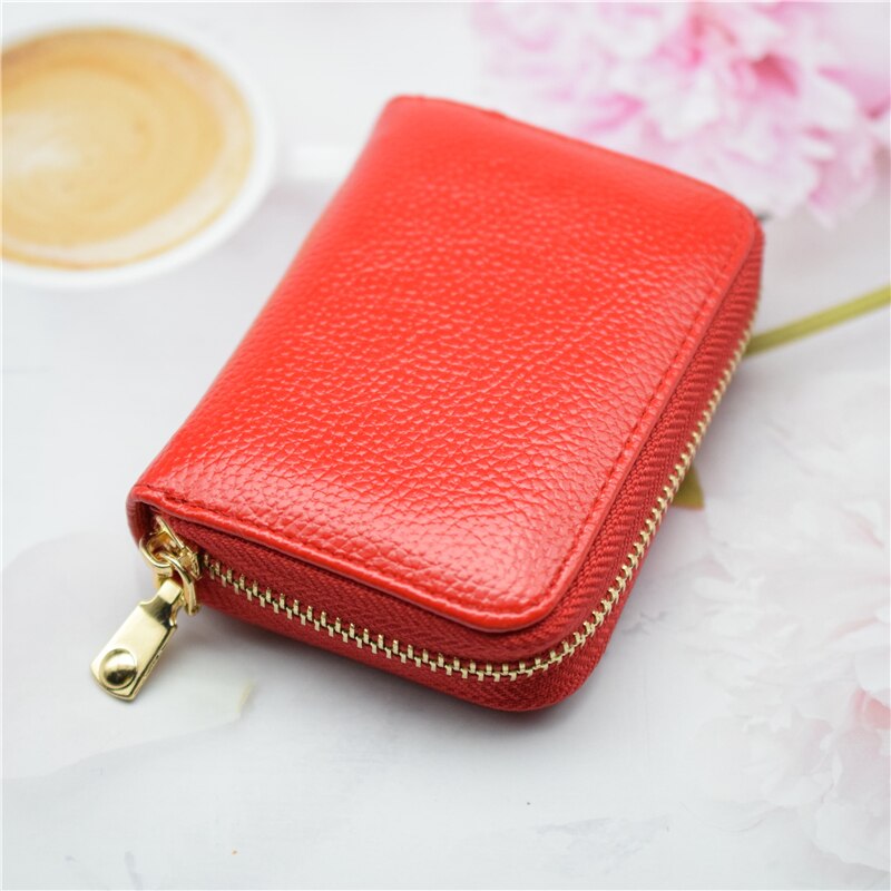 20 Bits Business Card Holder Wallet Women/men Black/coffee/red ID/bank/credit Card Holder Wallet Case PU Leather Card Bag: Type B red