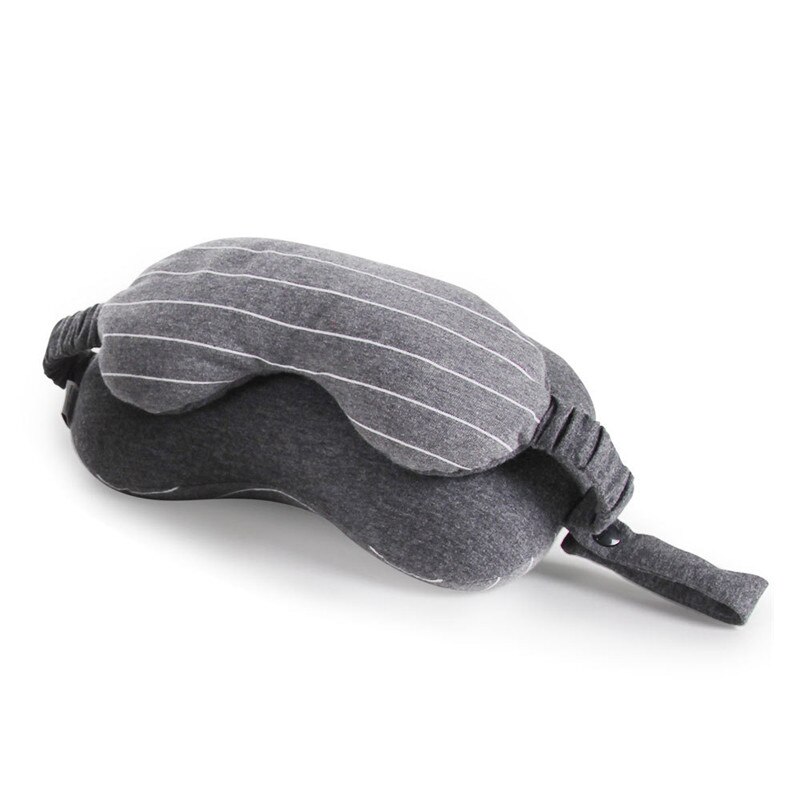 Comfortable Soft Travel Neck Pillow Eye Mask Set Journey Airplane Train Sleeping Pillow Travel Accessories: Dark Grey