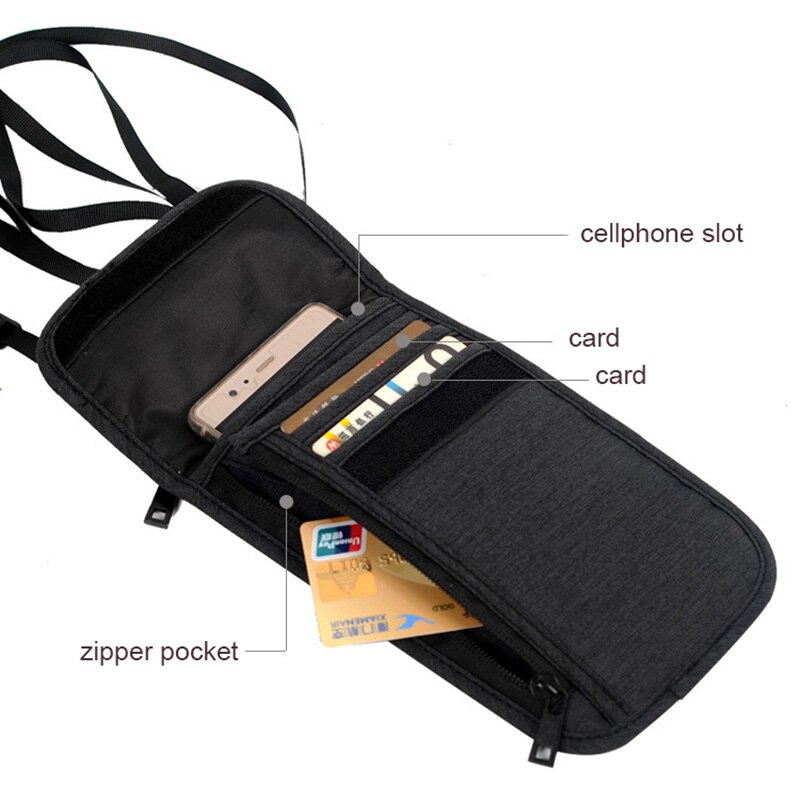 Waterproof RFID Blocking Card Holder Multifunction Neck Hanging Passport Holder Pouch Travel Wallet for Men & Women