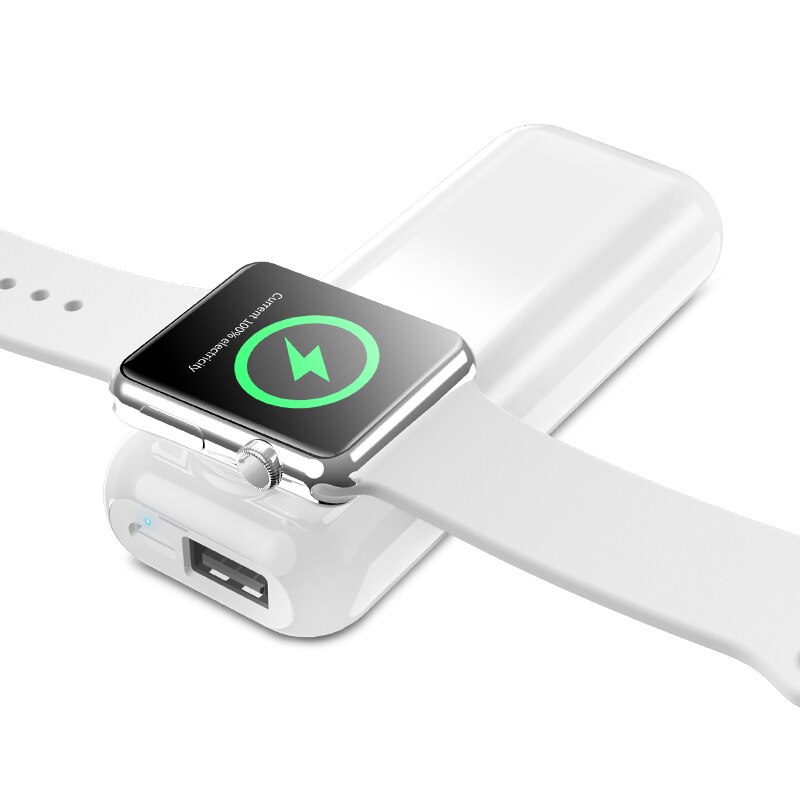 5200Mah Draadloze Snelle Oplader Voor Apple Horloge Dual Port Uitgang Draagbare Magnetische Iwatch Power Bank Voor Iphone X/8 Plus/7 Plus