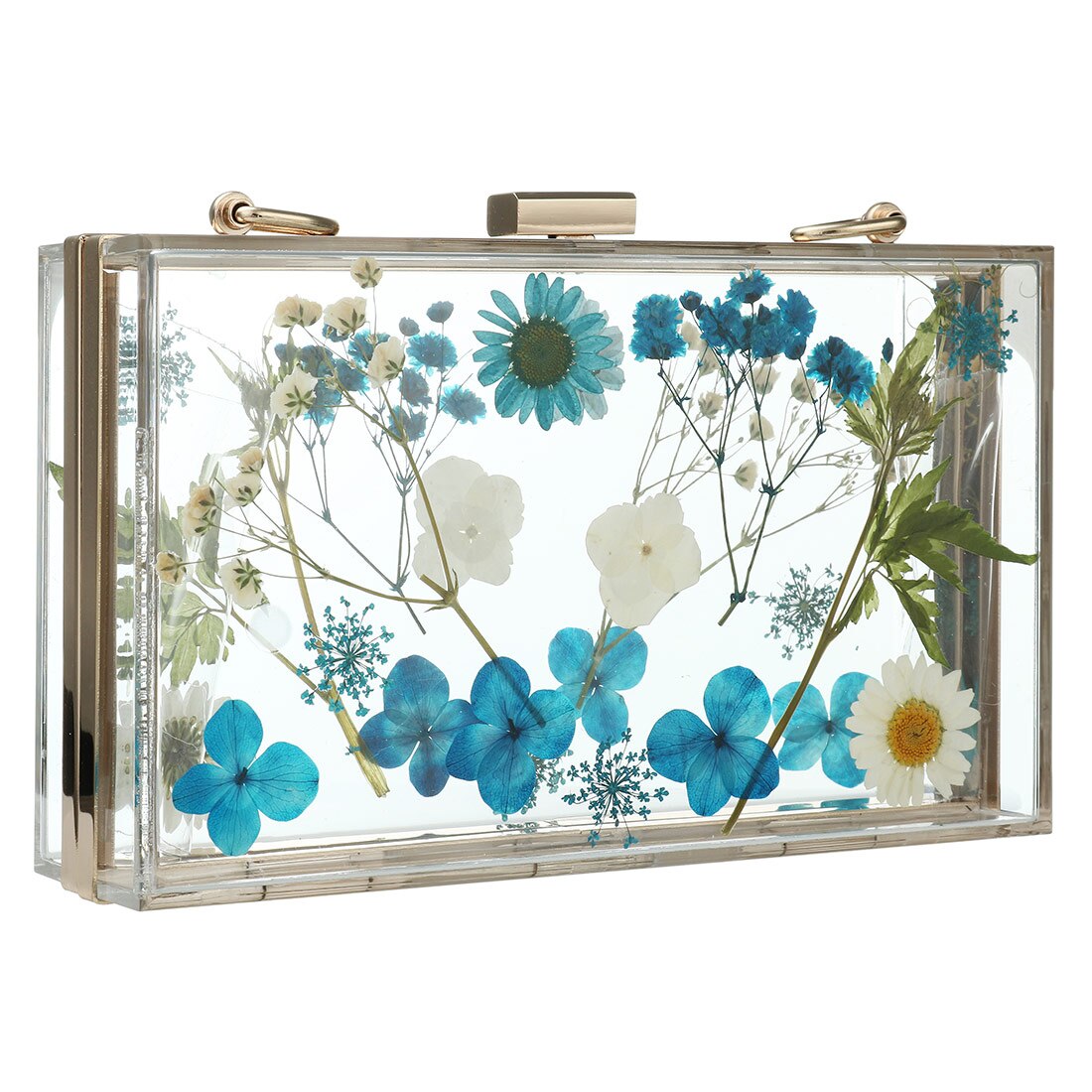 Ins Populaire Acryl Box Clutch Bag Met Ketting Bloemen Crossbody Tas Vrouwen Party Avondtasje Transparante Box Zak Met bloem