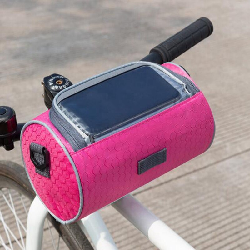 Fietstas Waterdichte Touch Screen Visuele Mobiele Telefoon Bag Mountain Stuurtas Tas Outdoor Riding Bag: Roze