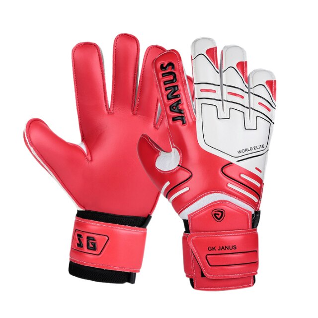 Adult & Children Goalkeeper Gloves Finger Protection Thicken Latex Soccer Football Goalie Gloves Goal keeper Gloves: White Red / Size 9