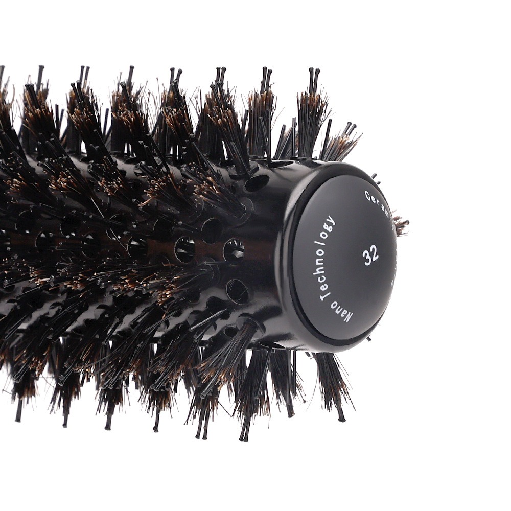 Poignée ronde brosse roulante baril rond avec queue pointue droite sergé peigne à cheveux antistatique noir cheveux friser brosse Salon