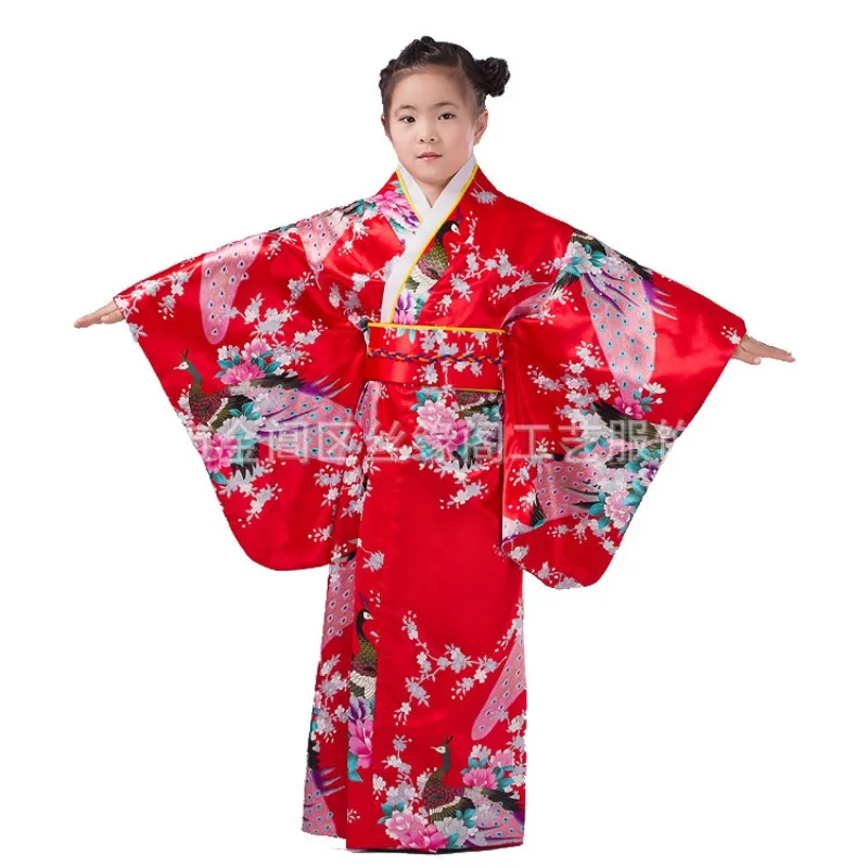 Bedruckte Bademantel Nachthemd Schüler Leistung Kinder Kimono traditionelles Kostüm weibliche Rollenspiel Leistung
