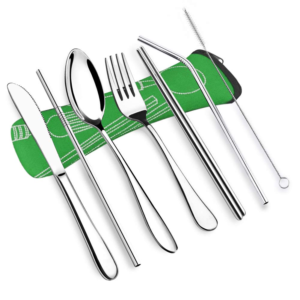 7 pieces Portable Tableware Cutlery Set Stainless Steel Spoon Fork Chopsticks Utensils dinnerware sets: C