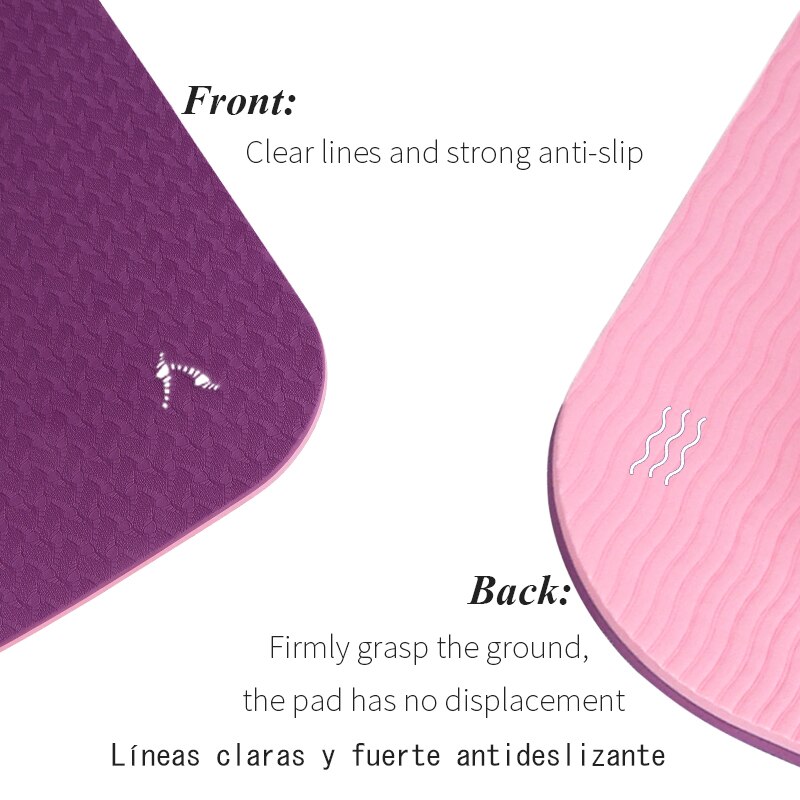 6mm Yoga Mat - 183x61cm - TPE - Non-slip, High Resilience - For Fitness, Pilates, Beginners