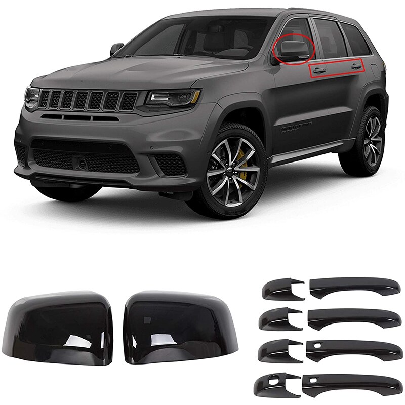 Zwarte Spiegel Covers + Deurklink Covers Voor Jeep Grand Cherokee Dodge Durango