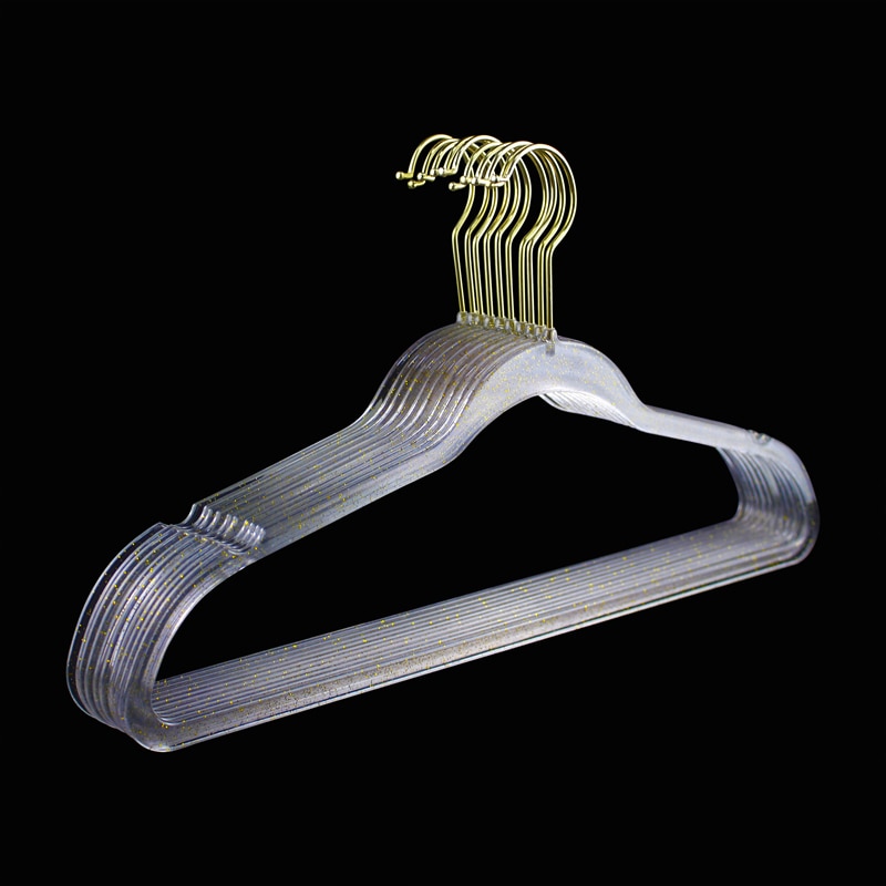 20pcs/lot 45cm/ transparent gold powder plastic coat stand anti-skid invisible coat hanger