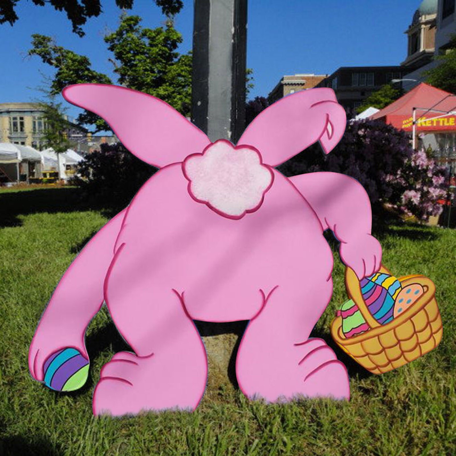 Wooden Easter Garden Decoration Bunny Rabbit Sign Home Lawn Yard Decor Art Sculpture Garden Statue Easter Spring Decoration tuin