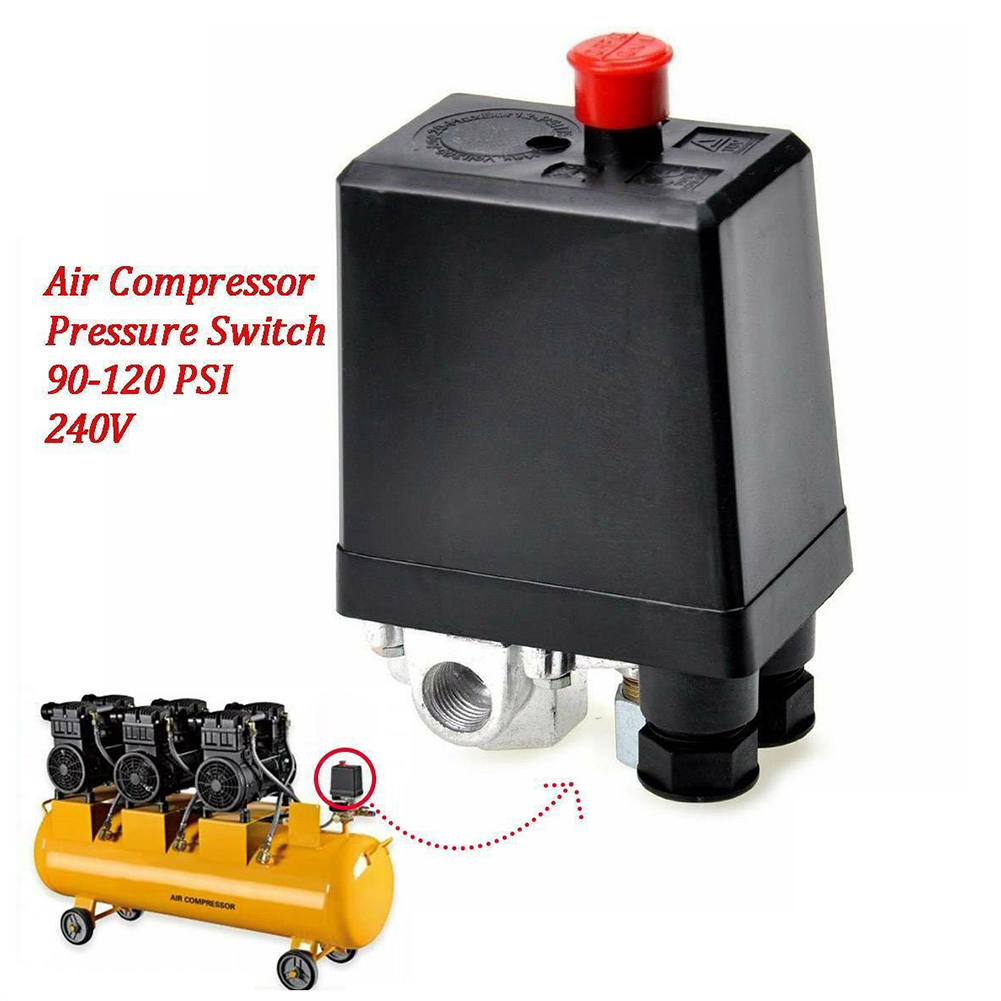 Heavy Duty Air Compressor Pressure Switch Control Valve Replacement Parts 4 Port 1/4” 220-240V Air Tool Accessories