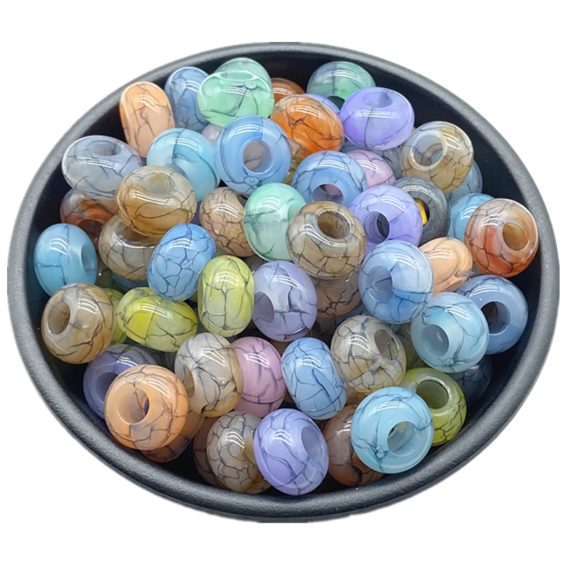 20pcs/lot 15x9mm Mixing Color Big Hole Acrylic Beads Loose Spacer Oblate Circle Bead Necklace Bracelet Pendant Jewelry Making