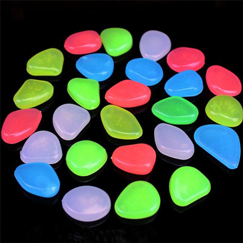 ! 10pcs/lot Luminous Pebbles Rocks Garden Ornaments Stone Glow In The Dark Garden For Walkways Fish Tank Decorations