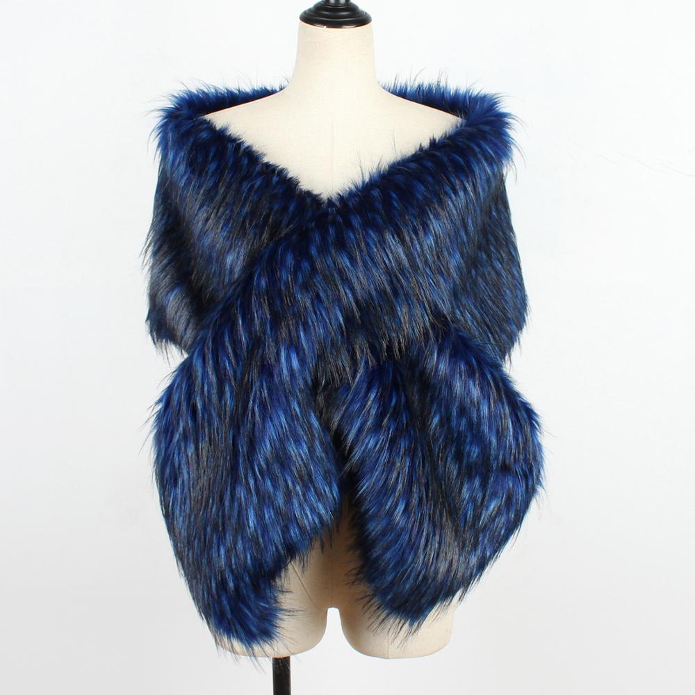 PEORCHID Blue Faux Fur Wedding Shrug Bolero Bridal Shawls And Wraps Stola Elegante Donna Red Women Party Winter Wedding Cape: 1
