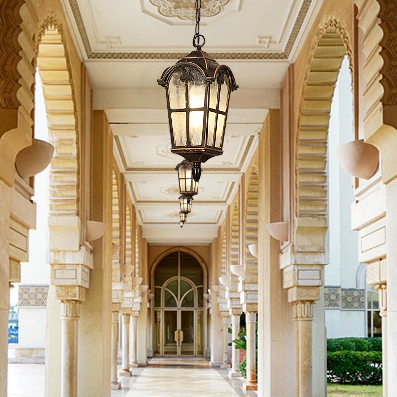 Europese Waterdichte Kroonluchter Balkon Decoratieve Verlichting Wijngaard Hanger Hanglamp Armatuur Villa Verlichting