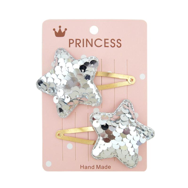 Horquilla de pelo para niña, pasador de pelo de Color degradado con lentejuelas, Corona de amor de estrella de cinco puntas, horquilla dorada con clip BB, accesorios para el cabello, tocado: 01