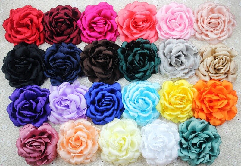 Brændte Satin Rose Blomster - Bryllupspynt DIY - 3 stk