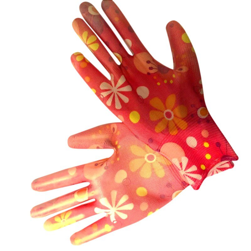 Breathable Gardening Gloves Flower Print Nylon PU Gloves Gardening Gloves Women Non-slip Housework Cleaning Gloves home decorati
