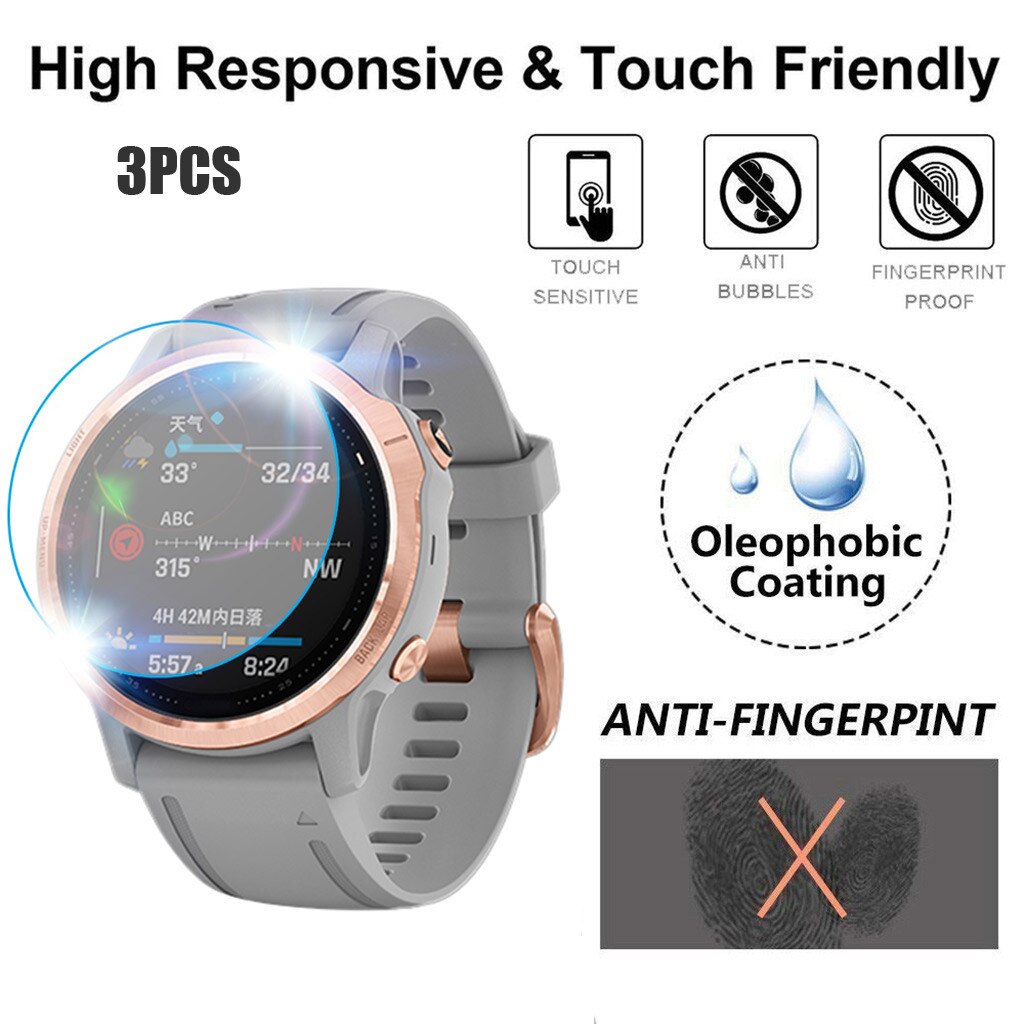 3Pcs Voor Garmin Fenix 6X Pro 3D Hydrogel Tpu Volledige Cover Screen Protector Clear Proof Zachte Film Gehard Glas screen Protector