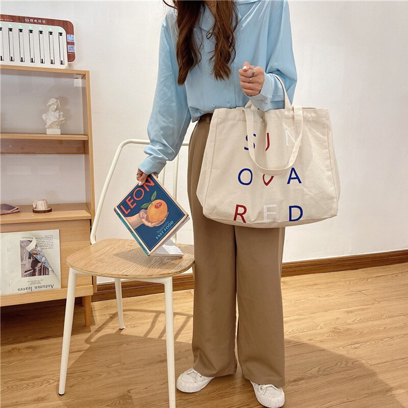 Sac de Shopping en toile réutilisable pour femmes, sac à main d'épicerie en coton réutilisable, grands livres écologiques, sacs à bandoulière pour dames