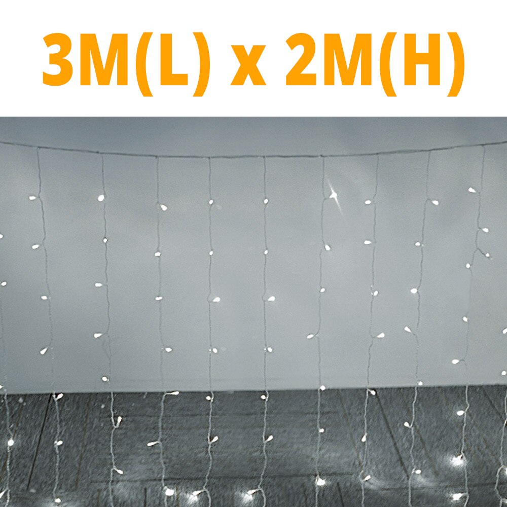 Led trädgårdslampa 3 x 3m 2-2m 110v/220v led gardinsnöre gräsmatta lampa utomhus trädgård landskap juldekoration trädgårdsbelysning: Vit 3-2m / Eu-kontakt 220v