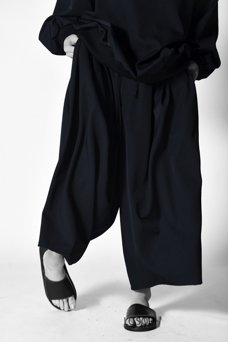 Jupe-pantalon plissée à jambes larges pour homme, pantalon décontracté, ample
