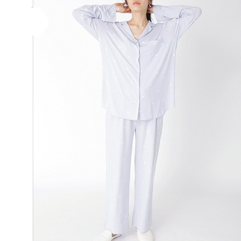 Ladies two-piece long-sleeved pajamas, comfortable modal home service suits, fashionable and simple pajamas, sleepwear