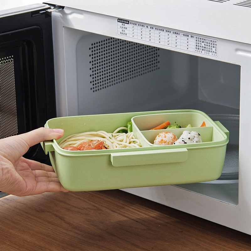 BPA Freies Mittagessen Box Umweltfreundliche Bambus Faser Material Tragbare Bento Box Microwaveble Lebensmittel Lagerung Container Für Büro Kinder