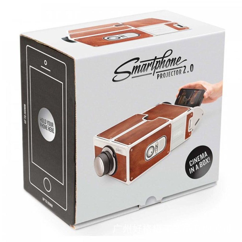 Mini projecteur portatif de téléphone intelligent de carton 2.0 projecteur audio vidéo de projection de téléphone Portable cinéma maison pour IOS ANDROID