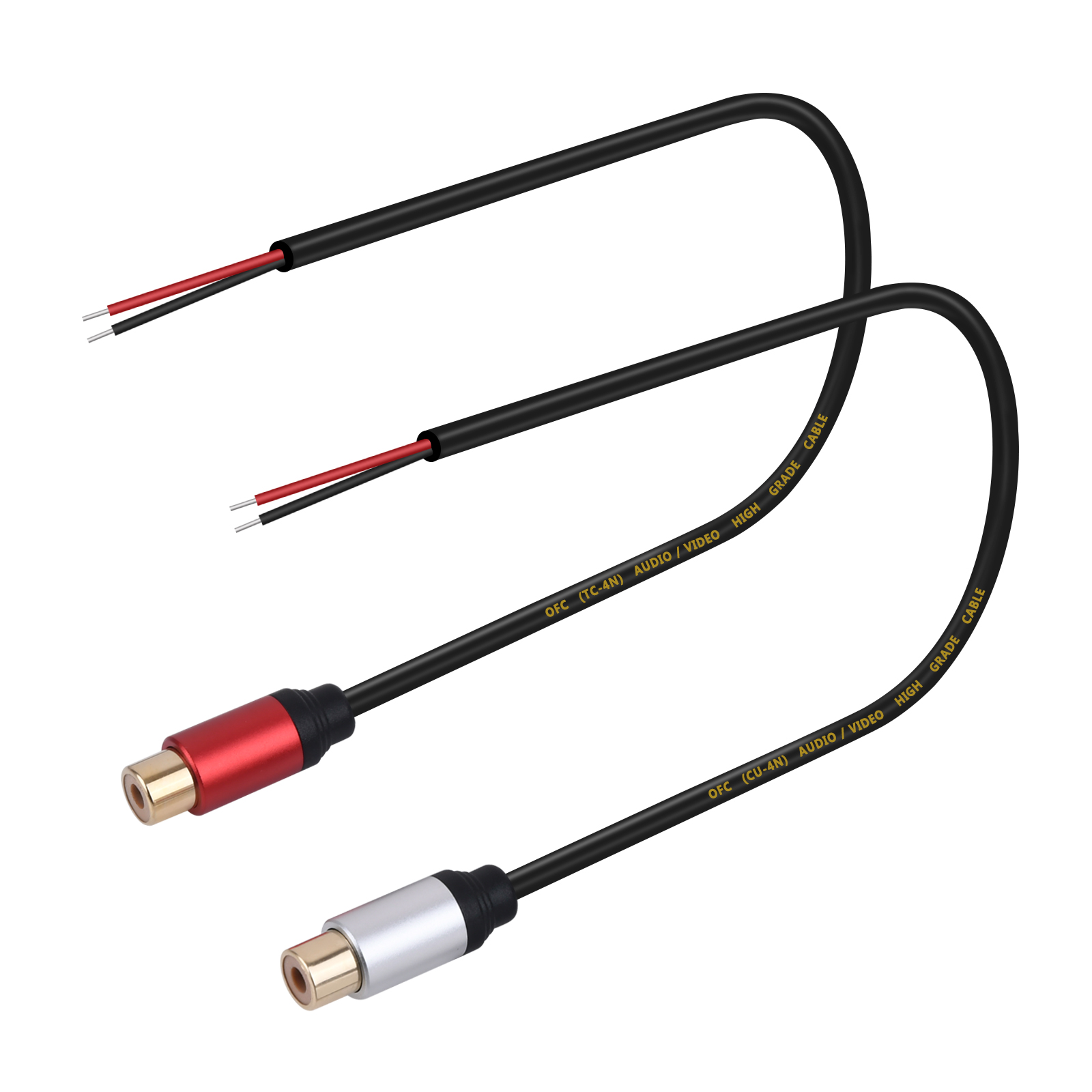 Przewód głośnikowy RCA żeński Adapter wtyczki Złącze do gołego przewodu Otwarty koniec Kabel audio do wzmacniacza Odbiornik audio-wideo Głośniki