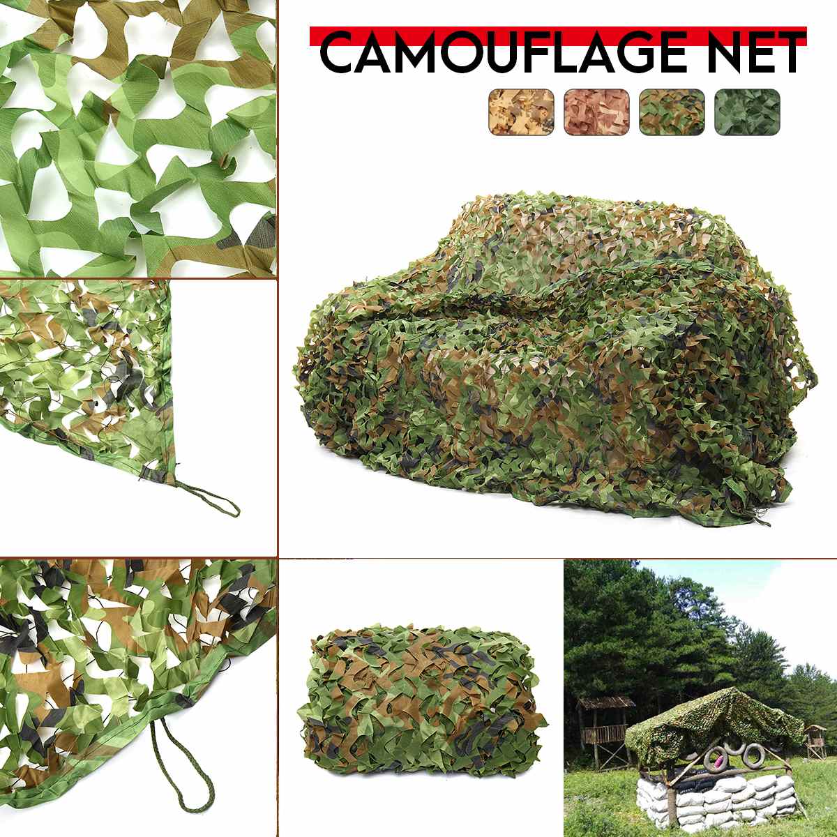Multi-size Jungle Camouflage Net Camo Net Ultralight Car Camping Garden Tent Awning Sun Shelter Filet Camouflage Mesh